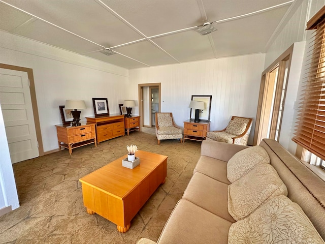 living room featuring carpet flooring