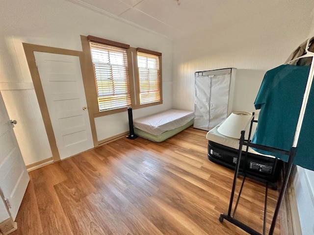 bedroom with light hardwood / wood-style floors