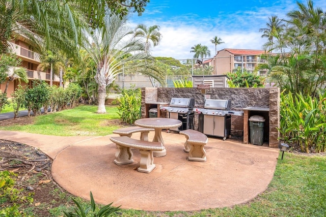 view of patio featuring area for grilling and grilling area