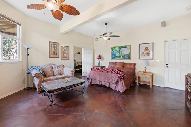 140 Kahana Ridge Dr, Lahaina, HI 96761 - bedroom with beamed ceiling and a ceiling fan