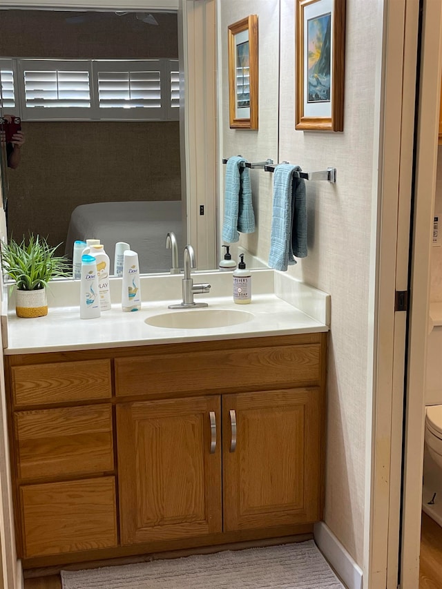 bathroom with vanity and toilet