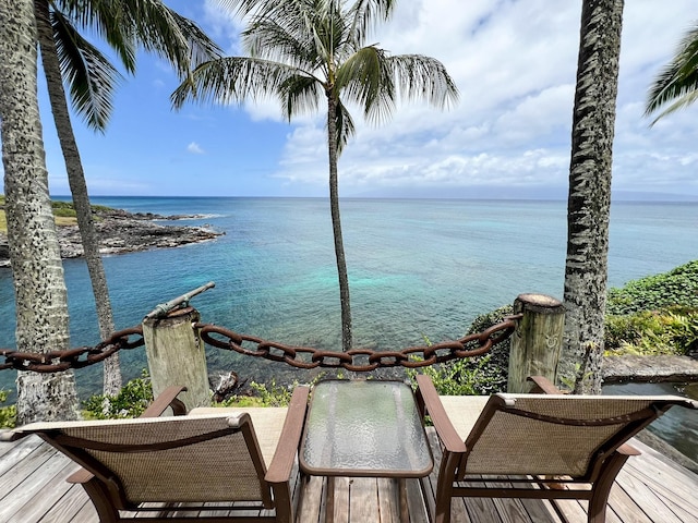 balcony with a water view