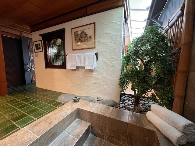 interior space with wood ceiling