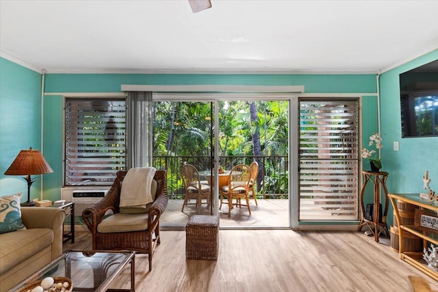 interior space with light hardwood / wood-style flooring