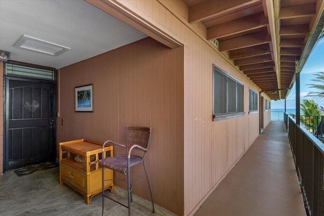 view of home's exterior featuring a balcony