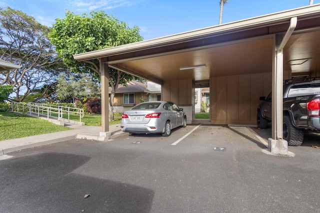 view of covered parking lot