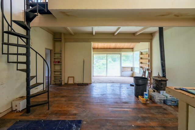 70 N Lanikai Pl, Haiku, HI 96708 - interior space with beamed ceiling, hardwood / wood-style flooring, and stairs