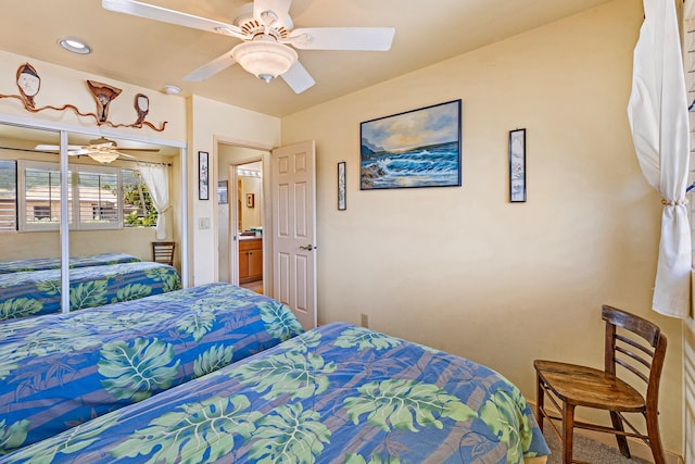 bedroom featuring ceiling fan