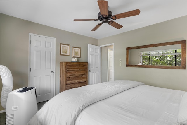 bedroom featuring ceiling fan