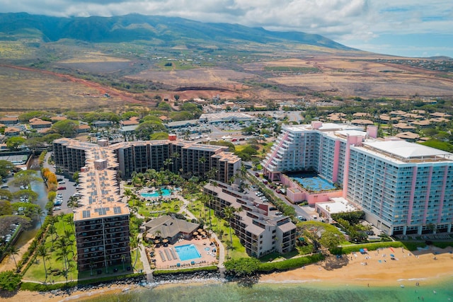 drone / aerial view with a mountain view