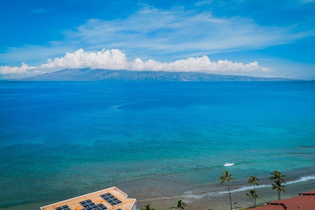 view of water feature with a view of the beach