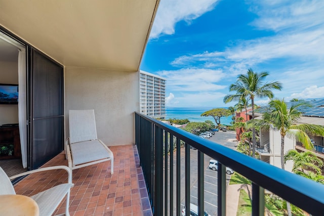 balcony with a water view