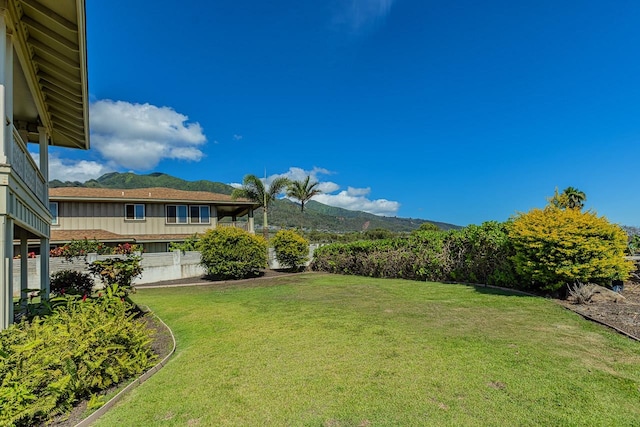 view of yard with a mountain view