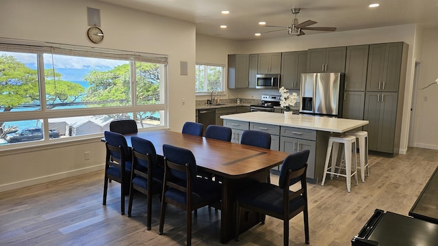 11 Piina Pl, Lahaina, HI 96761 - dining space with recessed lighting, ceiling fan, and light wood finished floors