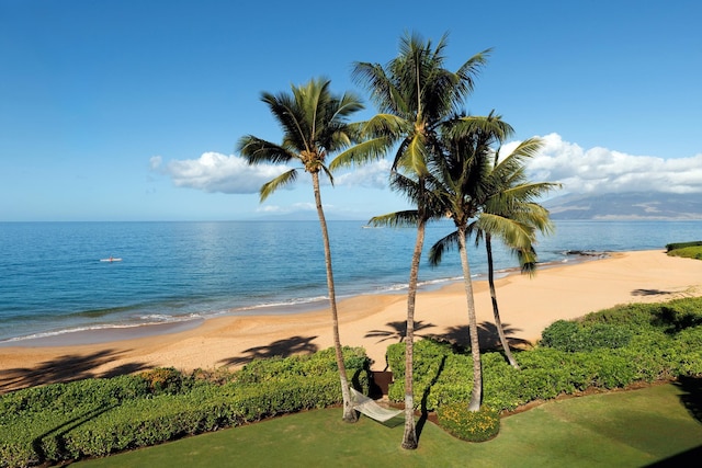 view of water feature featuring a view of the beach