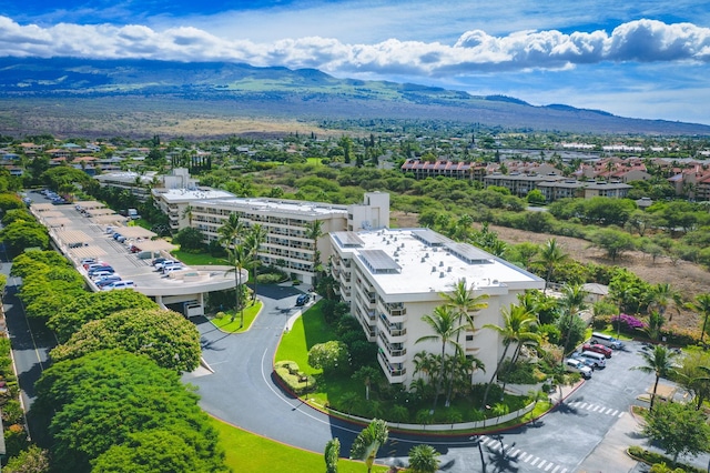 aerial view with a mountain view