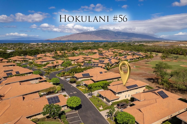 drone / aerial view featuring a mountain view