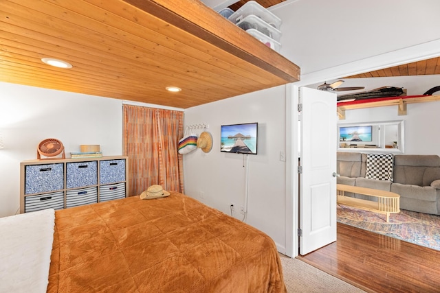 bedroom featuring wooden ceiling