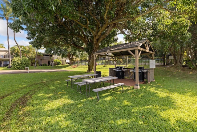 view of yard featuring a gazebo