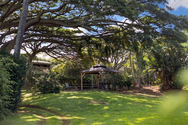 view of yard featuring a gazebo