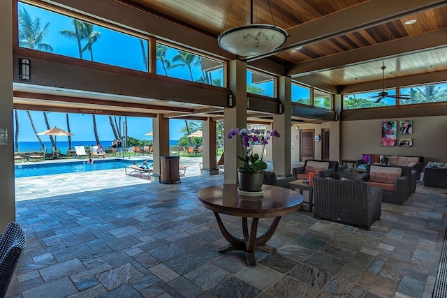 3600 Wailea Alanui Dr Unit 1101, Kihei, HI 96753 - lobby with wooden ceiling and a high ceiling