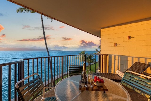 balcony with a water view