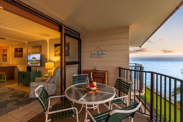 balcony with a water view