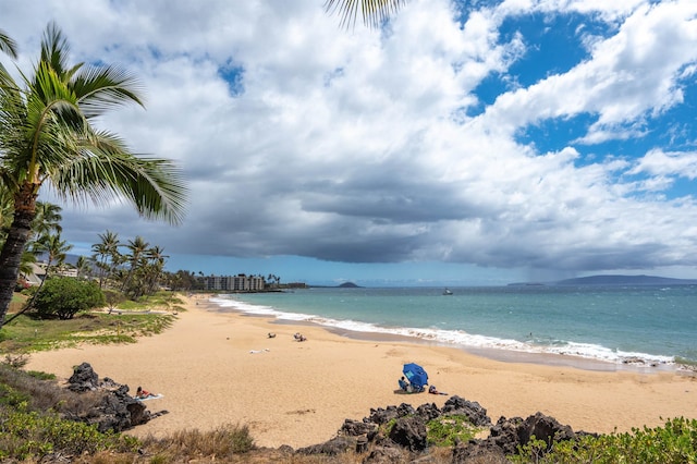 property view of water with a beach view