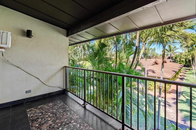 balcony with a wall mounted air conditioner