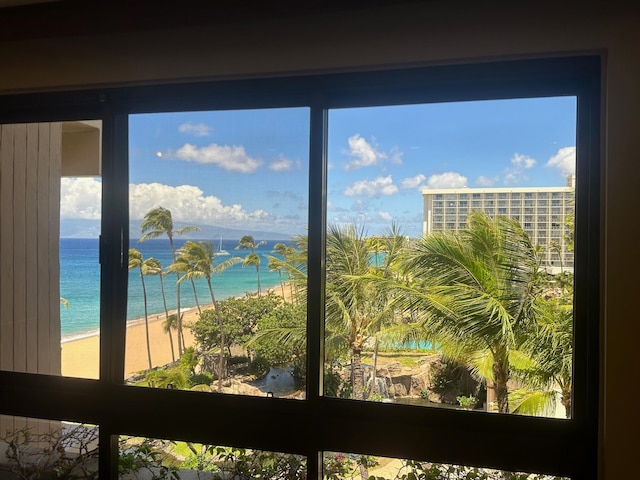 property view of water with a beach view