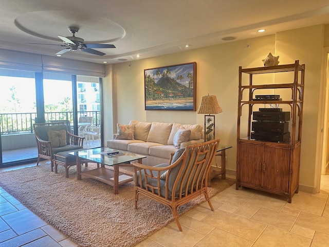 50 Nohea Kai Dr Unit 1-703, Lahaina, HI 96761 - living area featuring ceiling fan and recessed lighting