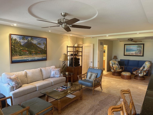50 Nohea Kai Dr Unit 1-703, Lahaina, HI 96761 - living area with ceiling fan and recessed lighting