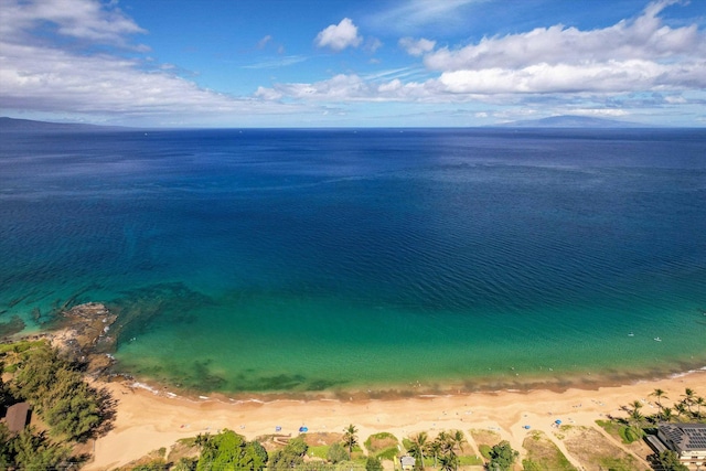 view of water feature with a view of the beach