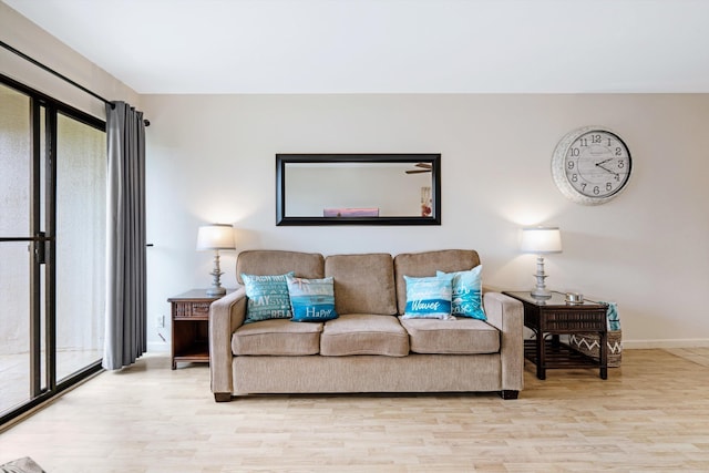 living room with light wood-type flooring