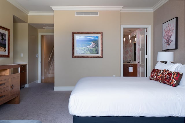 93 Makakehau St Unit G5, Kihei, HI 96753 - carpeted bedroom featuring ornamental molding, baseboards, and ensuite bathroom