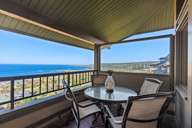 balcony with a water view