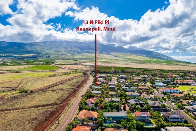 aerial view with a mountain view