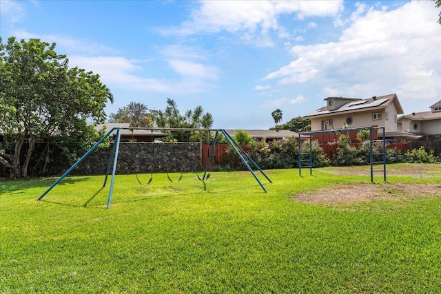 view of play area featuring a yard