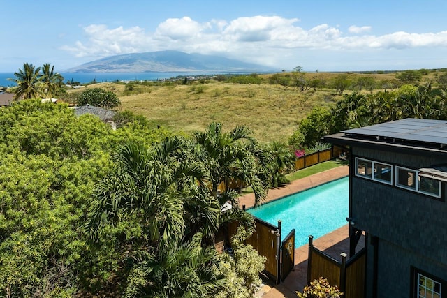 view of pool featuring a mountain view