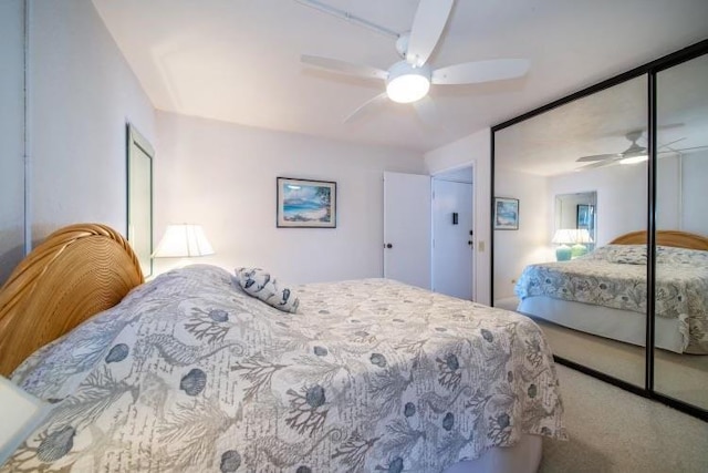 190 Hauoli St Unit 220, Wailuku, HI 96793 - bedroom featuring a closet, carpet floors, and ceiling fan