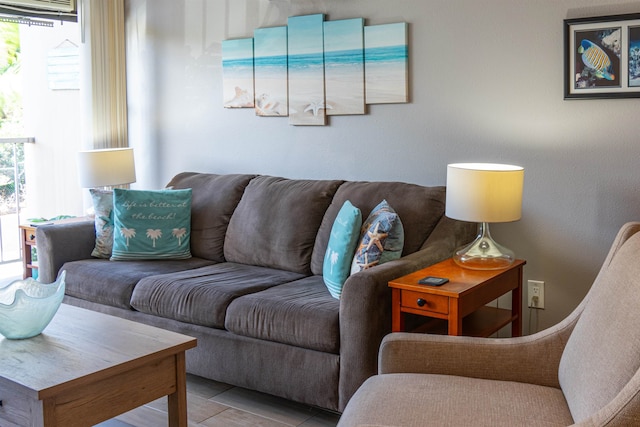 view of tiled living room