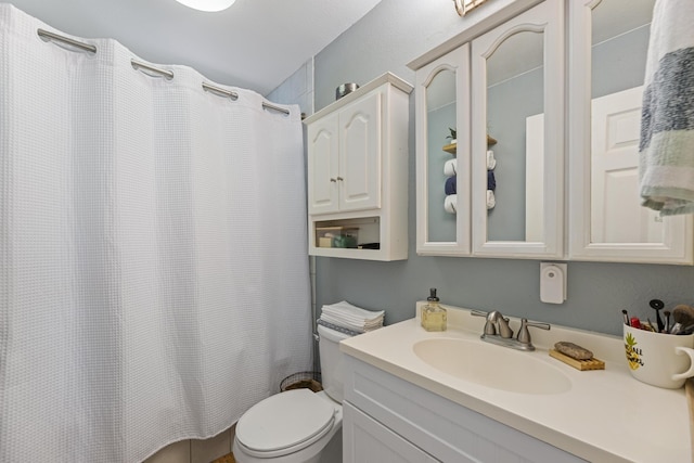 full bathroom featuring vanity and toilet