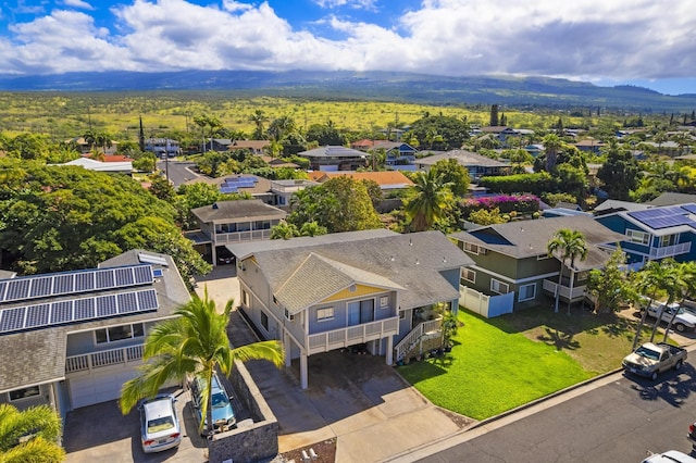 aerial view featuring a residential view and a mountain view