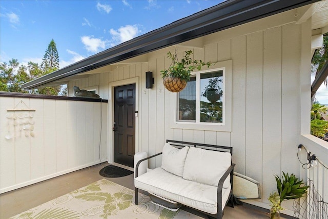 entrance to property featuring a patio area