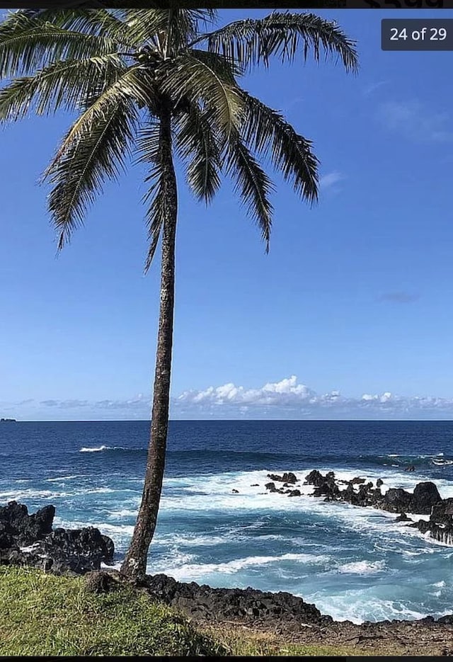 view of water feature with a view of the beach