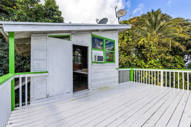 wooden deck with cooling unit