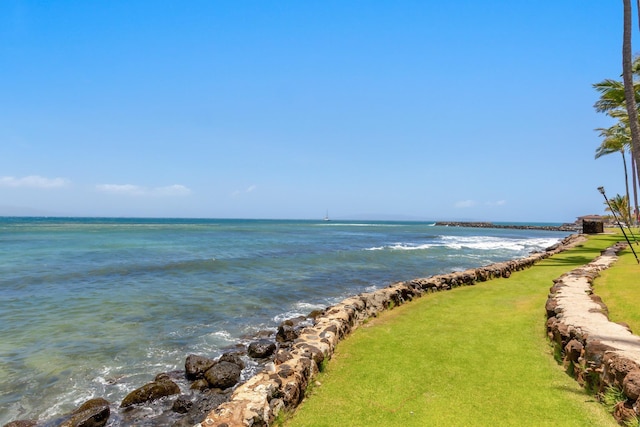 view of water feature featuring a beach view