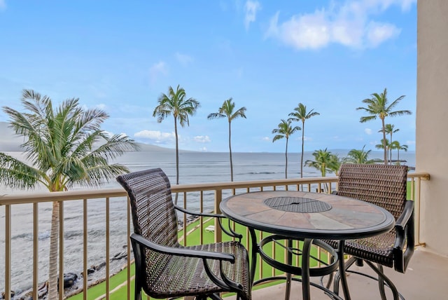 balcony with a water view
