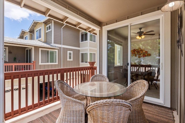 balcony with ceiling fan