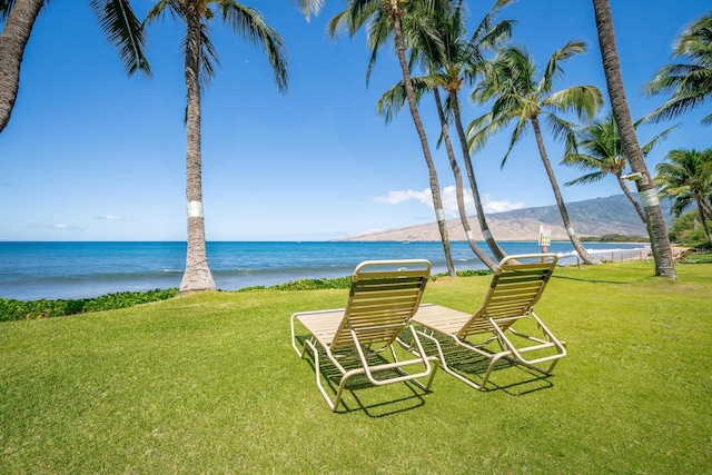 view of yard featuring a water view